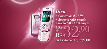 Diva, Câmera de 2.0 MP, Acesso a redes sociais, Rádio FM e MP3 player