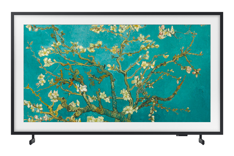 A proposta da TV The Frame é ser um quadro. É uma TV QLED 4K, mas quando está desligada, a proposta é parecer uma obra de arte